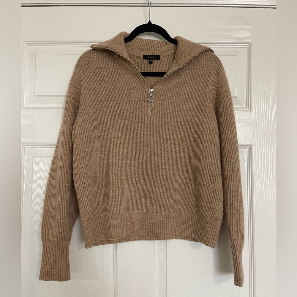 Quince Tan Ribbed Sweater